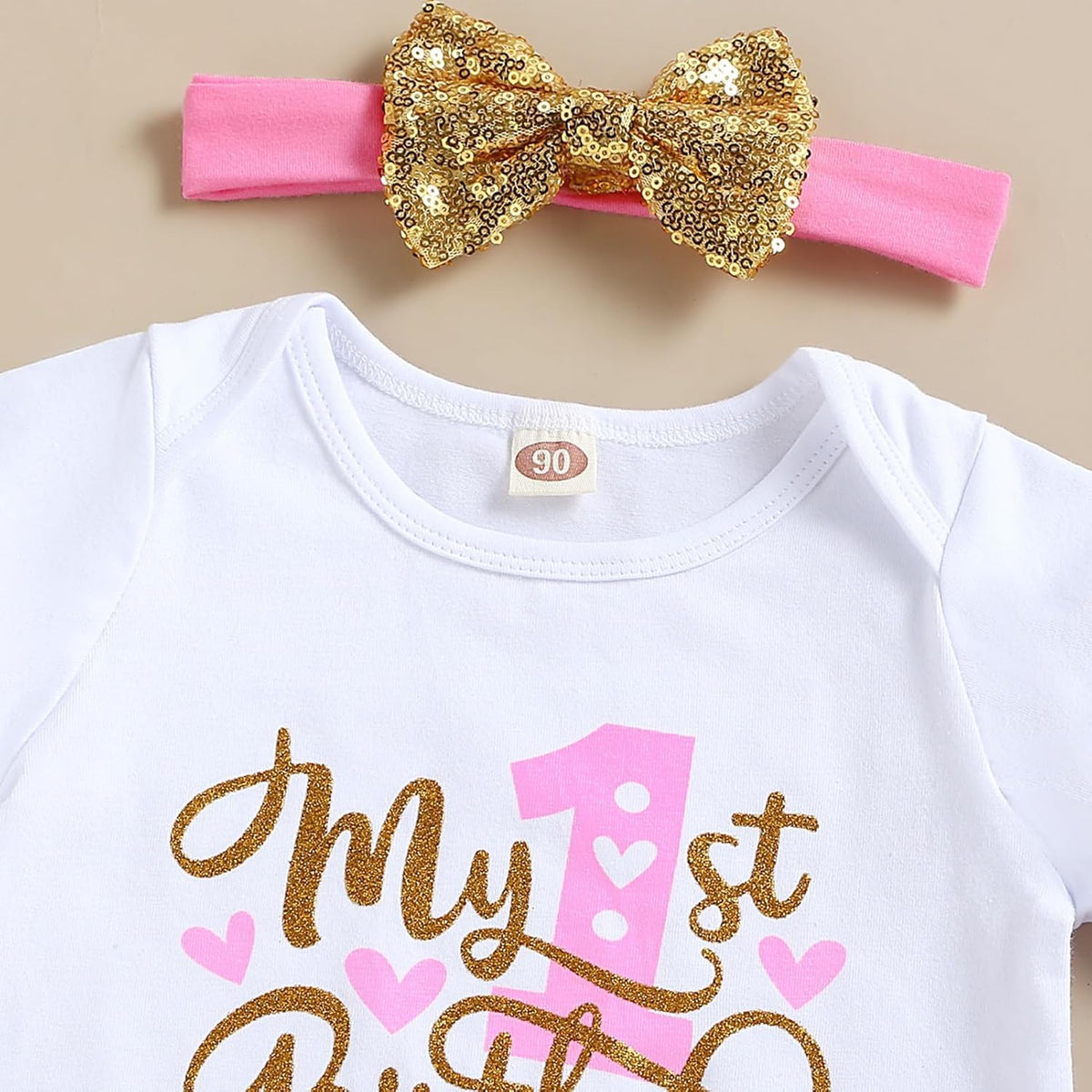 Baby Girl Birthday Cake Smash Outfit Toddler Girl My 1St Birthday Romper Tutu Skirt with Headband Clothes Set